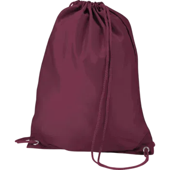Burgundy Polyester Drawstring Bag