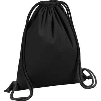 Black Premium Organic Cotton Drawstring Bag