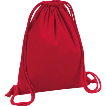 Classic Red Premium Organic Cotton Drawstring Bag
