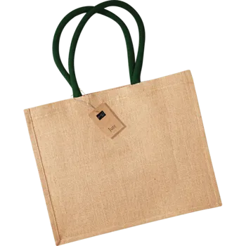 Natural-Forest Green Classic Jute Bag