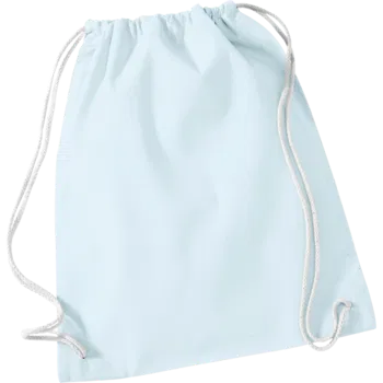 Pastel Blue Cotton Drawstring Bag